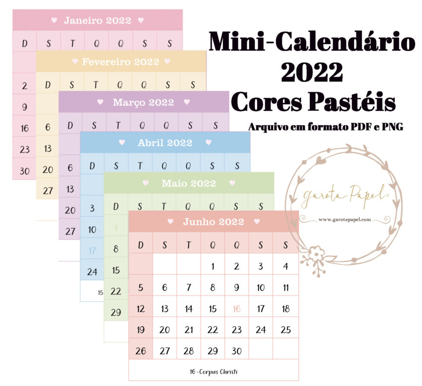 Mini Calendário 2022 (Arquivo Digital)